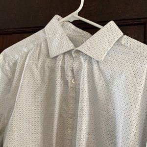 White and blue dot dress shirt